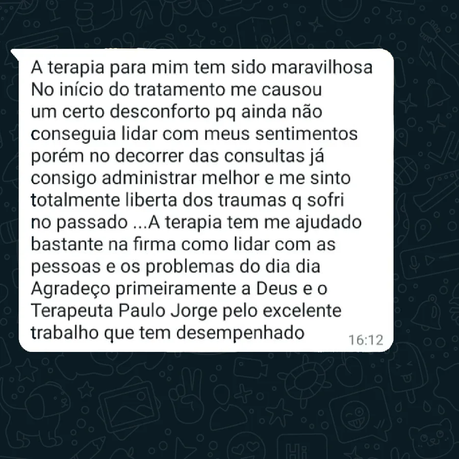 Depoimento de paciente em tratamento